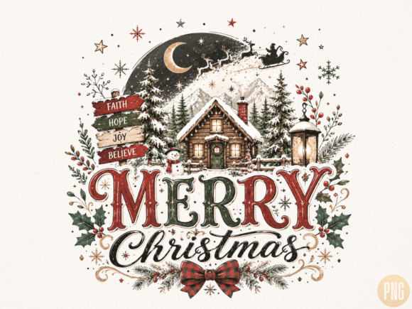 Download Merry Christmas Cozy Cabin PNG - Merry Collection