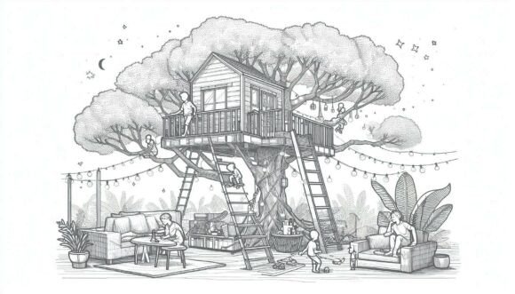 Download Treehouse with Playing Kids - Playing kids Collection