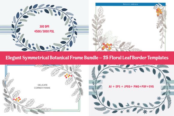 Download 25 Floral Leaf Border Template Pack - Leaf Collection