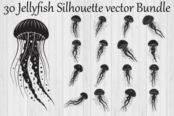 Download Jellyfish Silhouette Vector Bundle - Silhouette vector bundle Collection