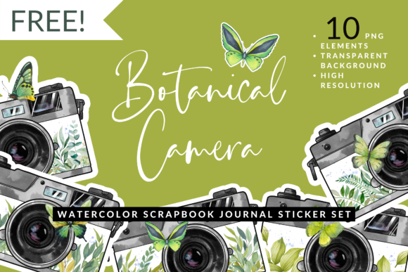 Download Watercolor Leaf Butterfly Camera Sticker - Premium Resources